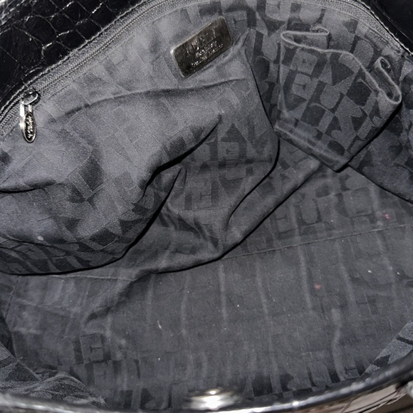 Furla black crocodile leather authentic tote bag very nice big size no call out - Picture 12 of 13